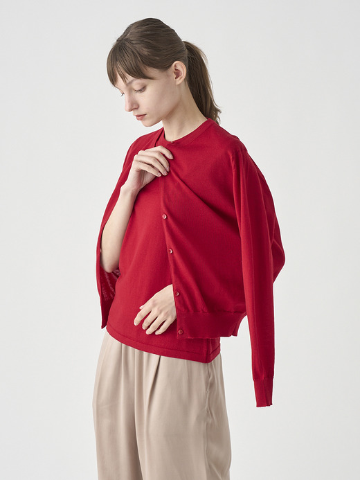 クルーネック長袖ニットカーディガン | MILLY | 30G MODERN FIT 詳細画像 RUBY RED 6