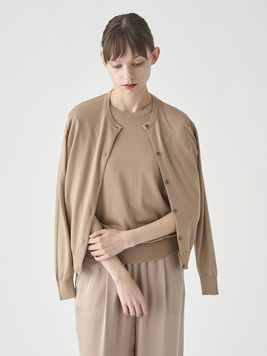 クルーネック長袖ニットカーディガン | MILLY | 30G MODERN FIT 詳細画像 TOASTED ALMOND 10