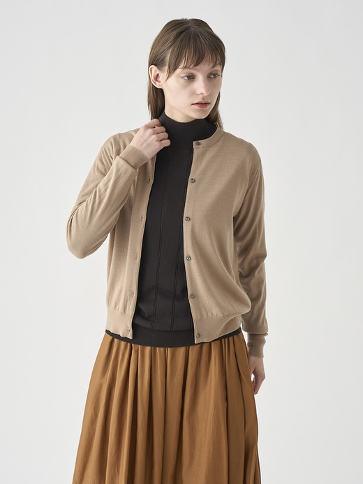クルーネック長袖ニットカーディガン | MILLY | 30G MODERN FIT 詳細画像 TOASTED ALMOND 3