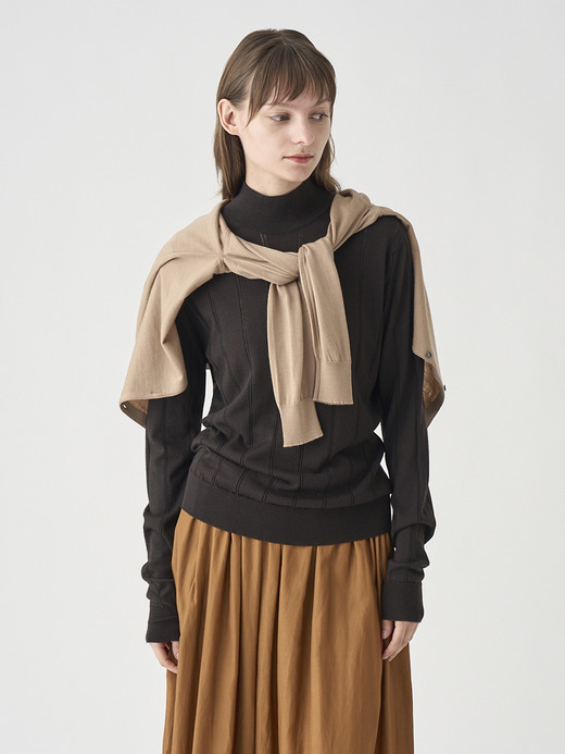 クルーネック長袖ニットカーディガン | MILLY | 30G MODERN FIT 詳細画像 TOASTED ALMOND 5
