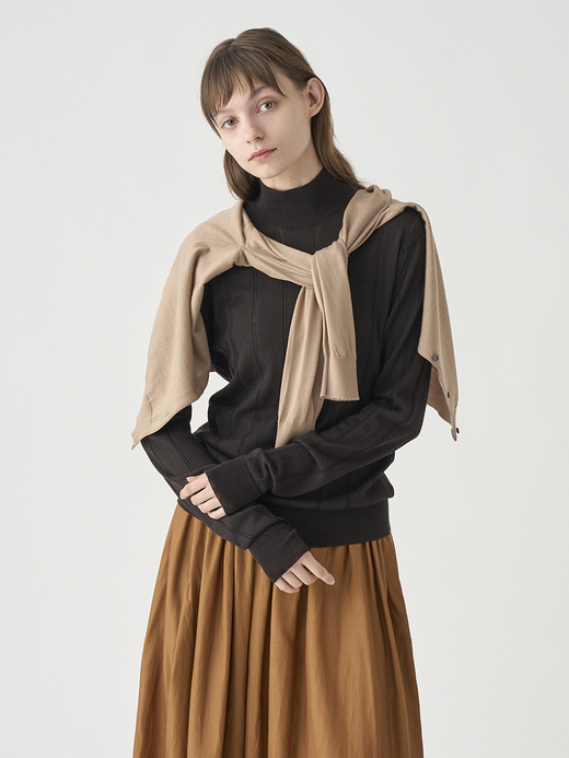 クルーネック長袖ニットカーディガン | MILLY | 30G MODERN FIT 詳細画像 TOASTED ALMOND 6