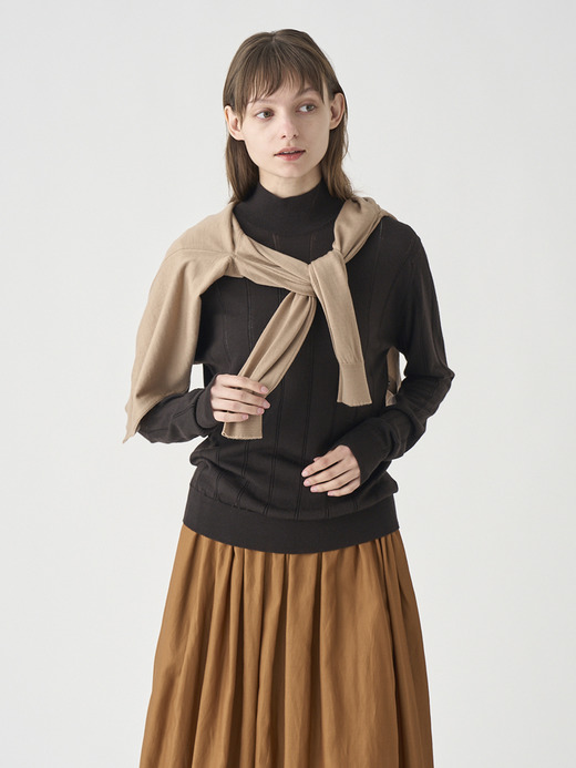 クルーネック長袖ニットカーディガン | MILLY | 30G MODERN FIT 詳細画像 TOASTED ALMOND 8