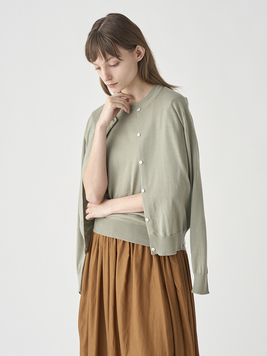 クルーネック長袖ニットカーディガン | MILLY | 30G MODERN FIT 詳細画像 THISTLE DEW 1