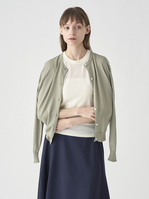 クルーネック長袖ニットカーディガン | MILLY | 30G MODERN FIT 詳細画像 THISTLE DEW 4