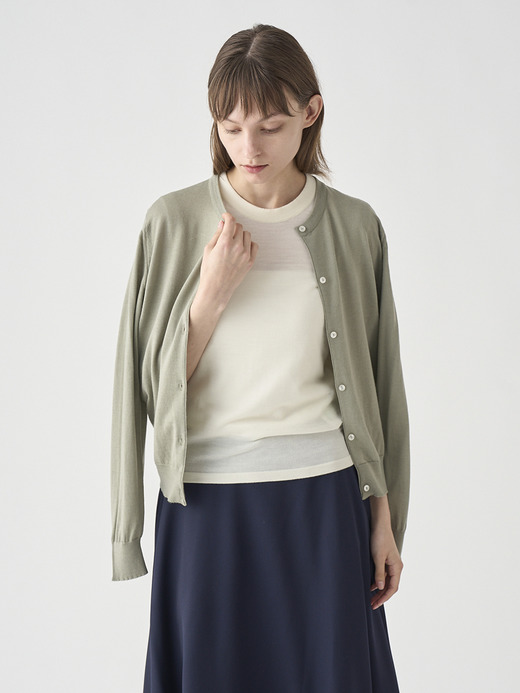クルーネック長袖ニットカーディガン | MILLY | 30G MODERN FIT 詳細画像 THISTLE DEW 5