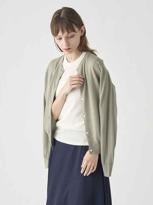 クルーネック長袖ニットカーディガン | MILLY | 30G MODERN FIT 詳細画像 THISTLE DEW 6