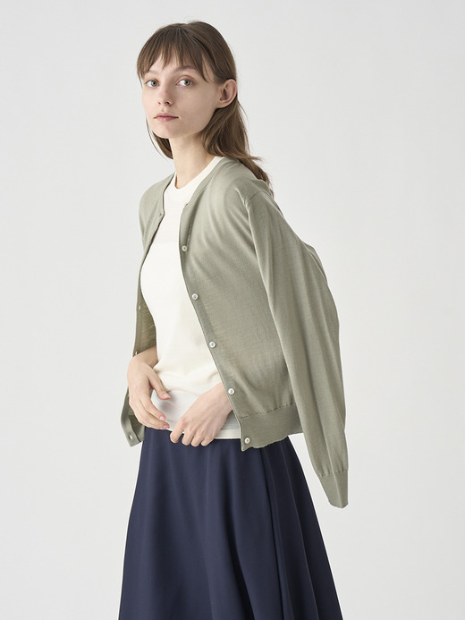 クルーネック長袖ニットカーディガン | MILLY | 30G MODERN FIT 詳細画像 THISTLE DEW 7