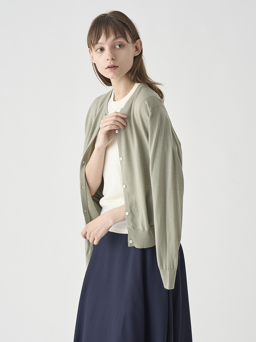 クルーネック長袖ニットカーディガン | MILLY | 30G MODERN FIT 詳細画像 THISTLE DEW 8