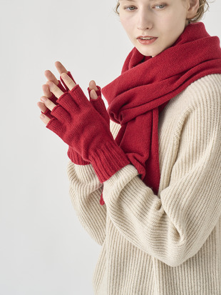 ［Eco Cashmere］カシミヤ混 フィンガーレスニットグローブ | MIST | 5G