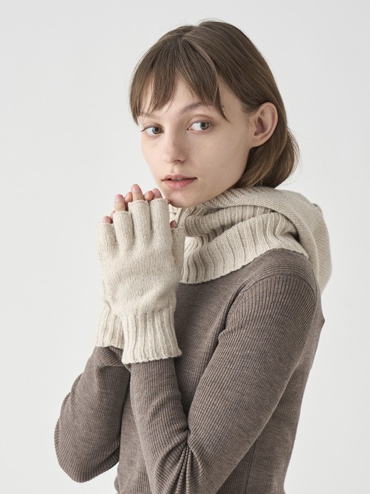 ［Eco Cashmere］カシミヤ混 フィンガーレスニットグローブ | MIST | 5G 詳細画像 PAMPAS 2
