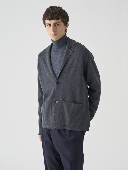 長袖ラペルニットジャケット | NARAH | 24G EASY FIT 詳細画像 CHARCOAL 4