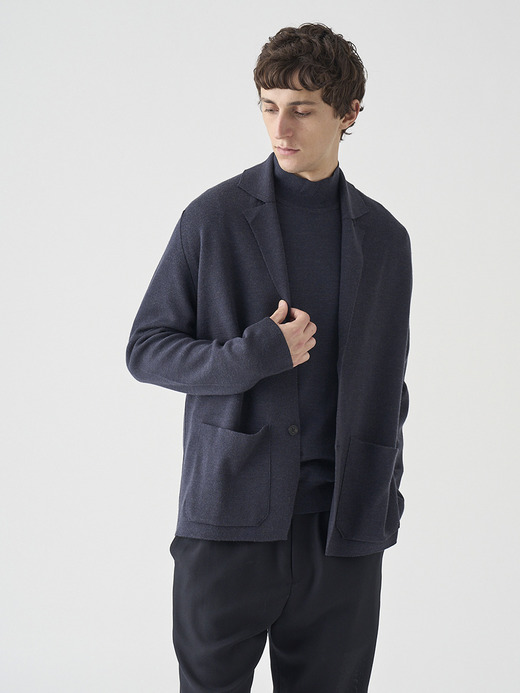 長袖ラペルニットジャケット | NARAH | 24G EASY FIT 詳細画像 HEPBURN SMOKE 1
