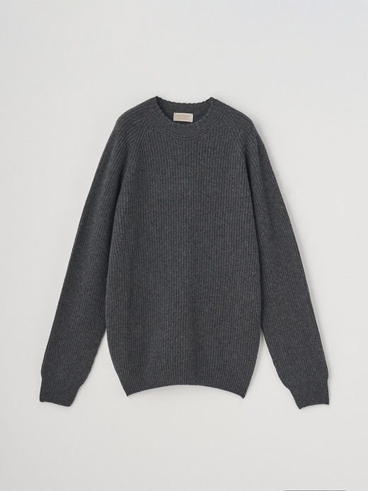 ［Eco Cashmere］カシミヤ混 クルーネック長袖ニットプルオーバー | OXNARD | 7G 詳細画像 DARK ASH 1