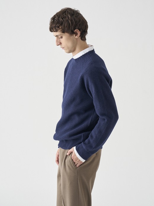 ［Eco Cashmere］カシミヤ混 クルーネック長袖ニットプルオーバー | OXNARD | 7G 詳細画像 MIDNIGHT 5