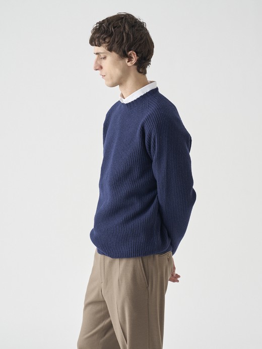 ［Eco Cashmere］カシミヤ混 クルーネック長袖ニットプルオーバー | OXNARD | 7G 詳細画像 MIDNIGHT 6