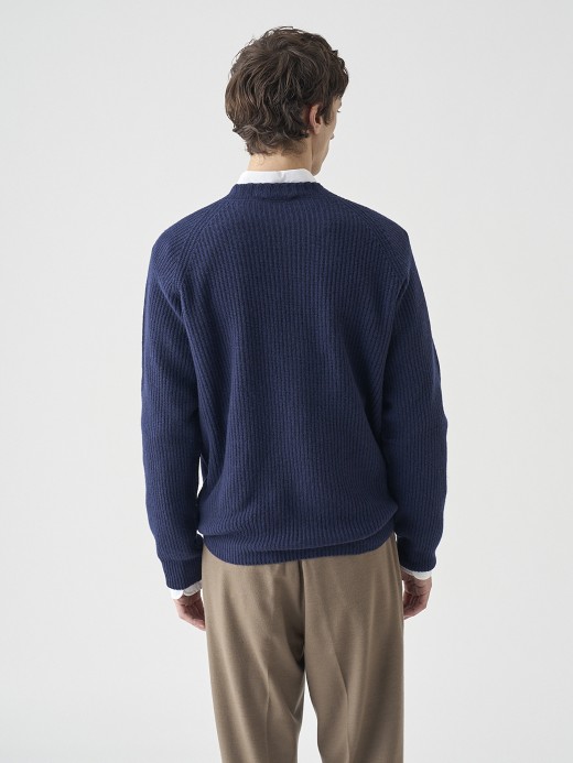 ［Eco Cashmere］カシミヤ混 クルーネック長袖ニットプルオーバー | OXNARD | 7G 詳細画像 MIDNIGHT 8