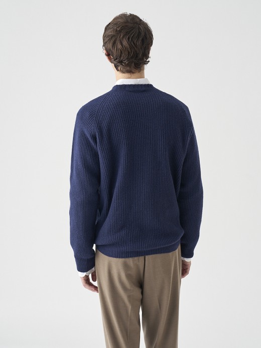 ［Eco Cashmere］カシミヤ混 クルーネック長袖ニットプルオーバー | OXNARD | 7G 詳細画像 MIDNIGHT 9