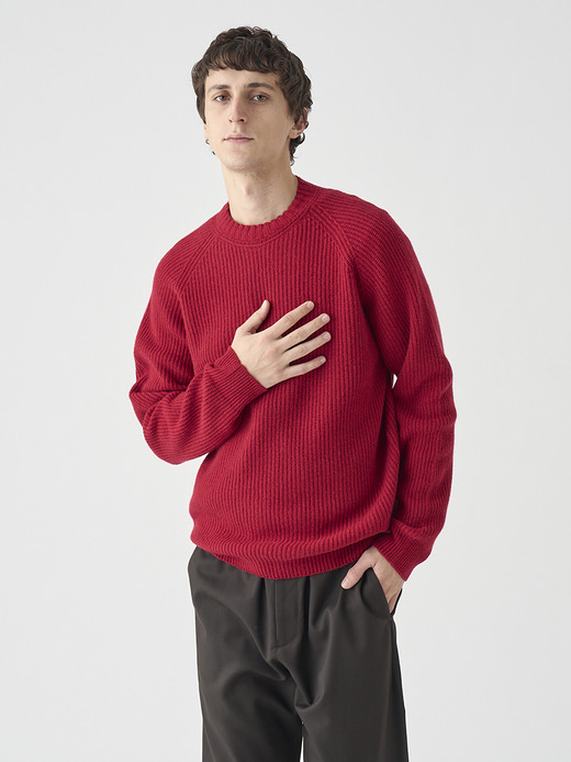 ［Eco Cashmere］カシミヤ混 クルーネック長袖ニットプルオーバー | OXNARD | 7G 詳細画像 VERMILLION 1