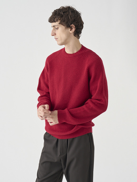［Eco Cashmere］カシミヤ混 クルーネック長袖ニットプルオーバー | OXNARD | 7G 詳細画像 VERMILLION 4