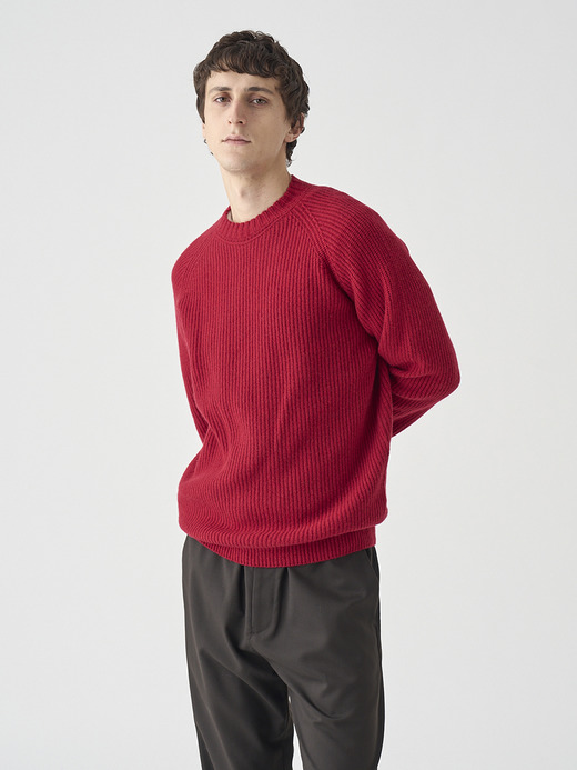 ［Eco Cashmere］カシミヤ混 クルーネック長袖ニットプルオーバー | OXNARD | 7G 詳細画像 VERMILLION 6