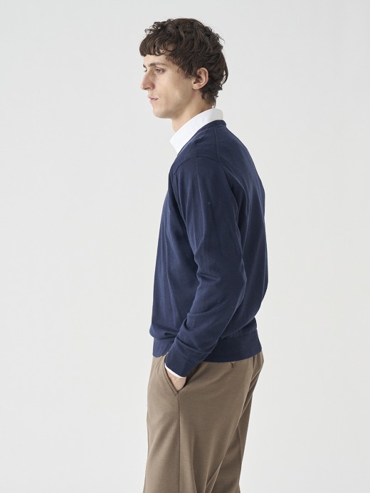 Ｖネック長袖ニットプルオーバー | PACKHAM | 30G MODERN FIT 詳細画像 MIDNIGHT 3