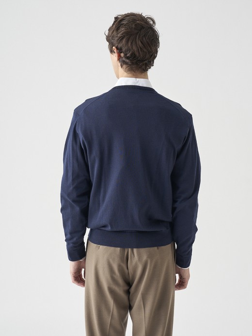 Ｖネック長袖ニットプルオーバー | PACKHAM | 30G MODERN FIT 詳細画像 MIDNIGHT 4
