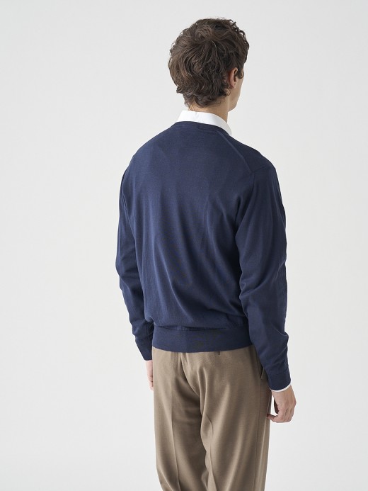 Ｖネック長袖ニットプルオーバー | PACKHAM | 30G MODERN FIT 詳細画像 MIDNIGHT 5