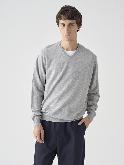 Ｖネック長袖ニットプルオーバー | PACKHAM | 30G MODERN FIT 詳細画像 NIMBUS 1