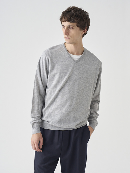 Ｖネック長袖ニットプルオーバー | PACKHAM | 30G MODERN FIT 詳細画像 NIMBUS 3