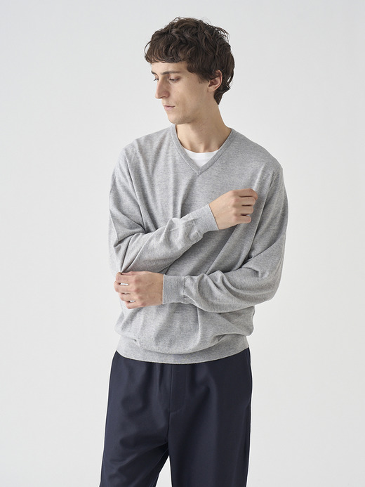 Ｖネック長袖ニットプルオーバー | PACKHAM | 30G MODERN FIT 詳細画像 NIMBUS 4