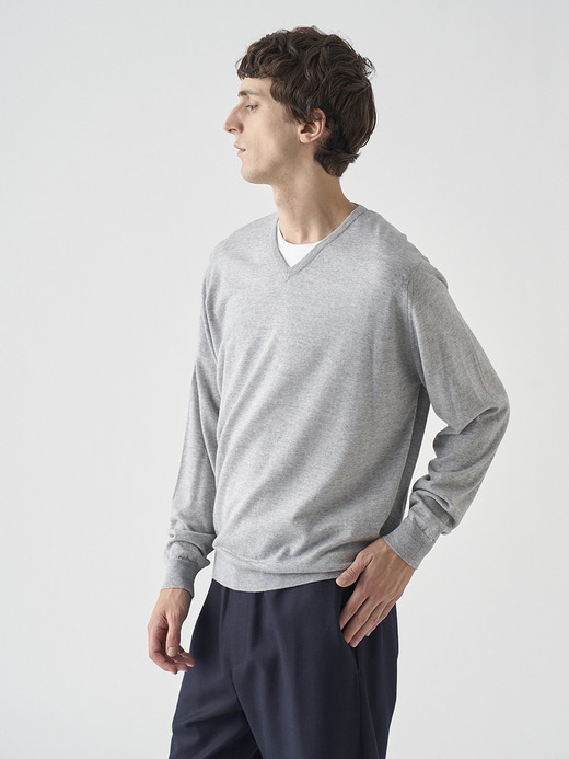 Ｖネック長袖ニットプルオーバー | PACKHAM | 30G MODERN FIT 詳細画像 NIMBUS 7