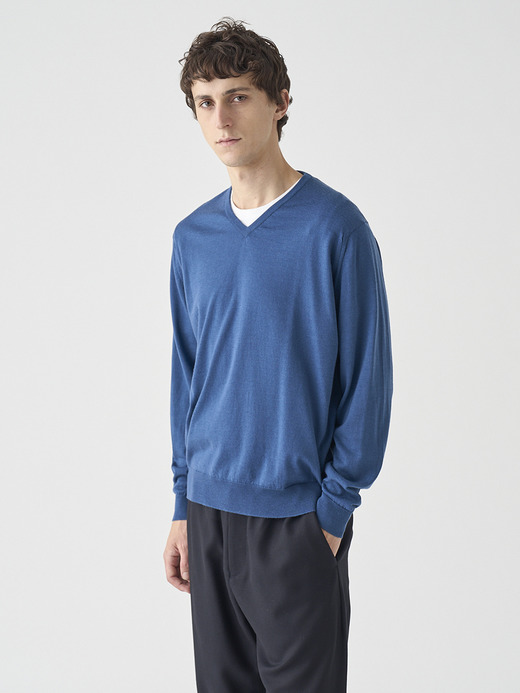 Ｖネック長袖ニットプルオーバー | PACKHAM | 30G MODERN FIT 詳細画像 TEAL FIRTH 3