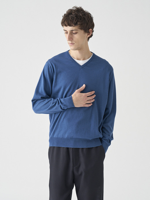 Ｖネック長袖ニットプルオーバー | PACKHAM | 30G MODERN FIT 詳細画像 TEAL FIRTH 4
