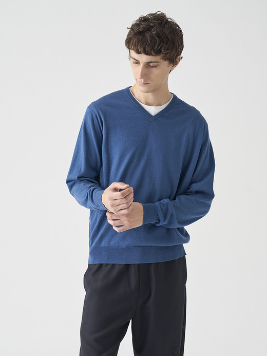 Ｖネック長袖ニットプルオーバー | PACKHAM | 30G MODERN FIT 詳細画像 TEAL FIRTH 5
