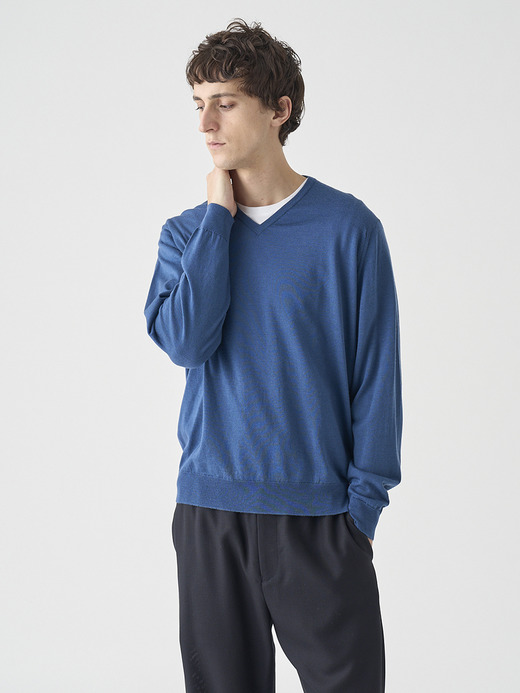 Ｖネック長袖ニットプルオーバー | PACKHAM | 30G MODERN FIT 詳細画像 TEAL FIRTH 6