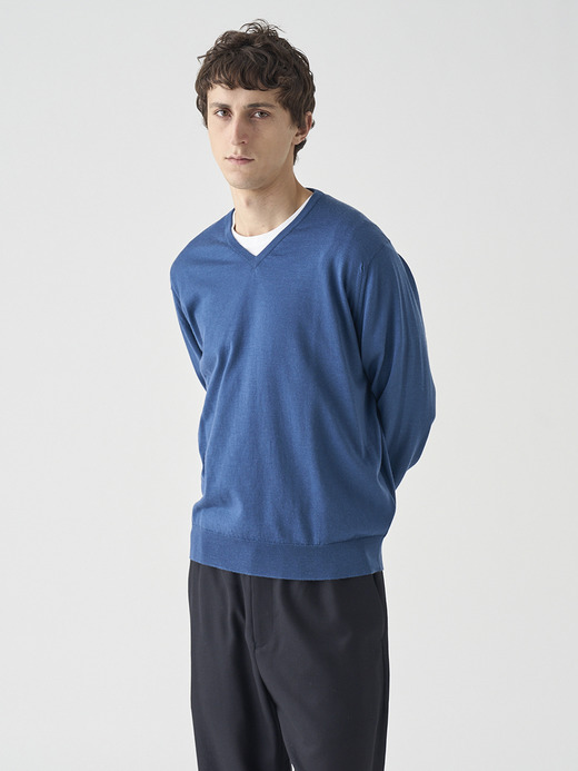 Ｖネック長袖ニットプルオーバー | PACKHAM | 30G MODERN FIT 詳細画像 TEAL FIRTH 7