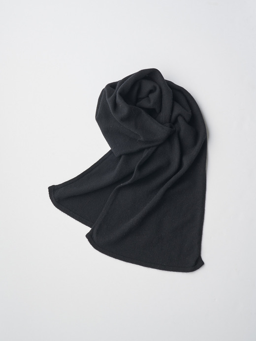 ［Eco Cashmere］カシミヤ混 ニットマフラー | QUARTZ | 5G 詳細画像 BLACK 2