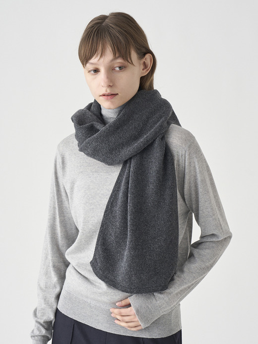 ［Eco Cashmere］カシミヤ混 ニットマフラー | QUARTZ | 5G 詳細画像 DARK ASH 1