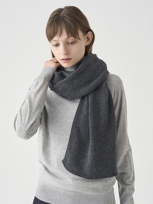 ［Eco Cashmere］カシミヤ混 ニットマフラー | QUARTZ | 5G 詳細画像 DARK ASH 3