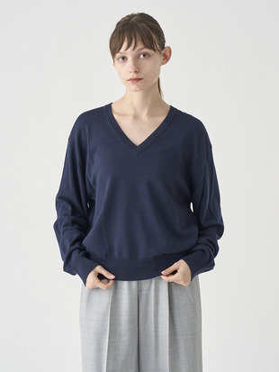 Vネックオーバーサイズ長袖ニットプルオーバー | ROSANNE | 24G MODERN FIT