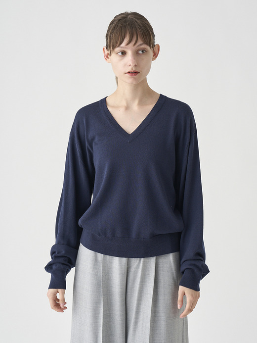 Vネックオーバーサイズ長袖ニットプルオーバー | ROSANNE | 24G MODERN FIT 詳細画像 MIDNIGHT 3