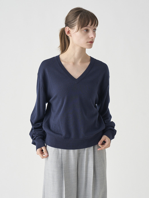 Vネックオーバーサイズ長袖ニットプルオーバー | ROSANNE | 24G MODERN FIT 詳細画像 MIDNIGHT 4