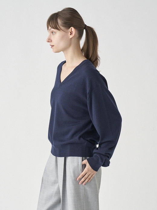 Vネックオーバーサイズ長袖ニットプルオーバー | ROSANNE | 24G MODERN FIT 詳細画像 MIDNIGHT 6