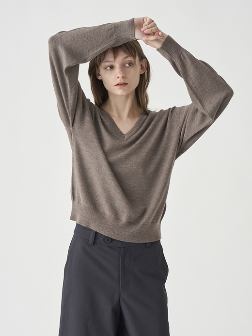 Vネックオーバーサイズ長袖ニットプルオーバー | ROSANNE | 24G MODERN FIT 詳細画像 MUSHROOM 10