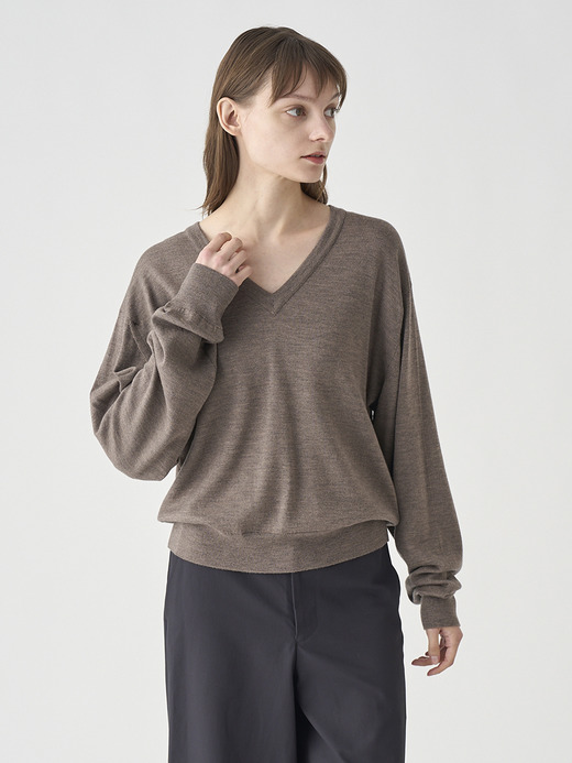 Vネックオーバーサイズ長袖ニットプルオーバー | ROSANNE | 24G MODERN FIT 詳細画像 MUSHROOM 3