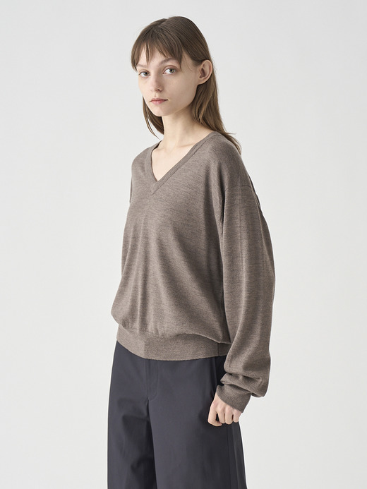 Vネックオーバーサイズ長袖ニットプルオーバー | ROSANNE | 24G MODERN FIT 詳細画像 MUSHROOM 4