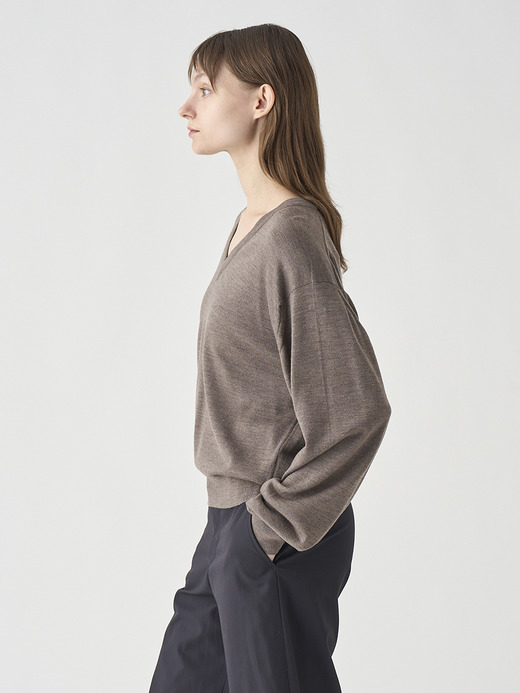 Vネックオーバーサイズ長袖ニットプルオーバー | ROSANNE | 24G MODERN FIT 詳細画像 MUSHROOM 6