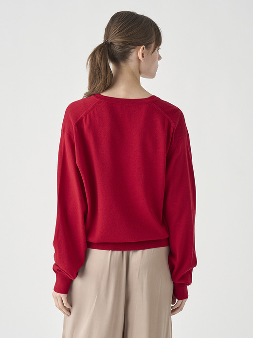 Vネックオーバーサイズ長袖ニットプルオーバー | ROSANNE | 24G MODERN FIT 詳細画像 RUBY RED 10
