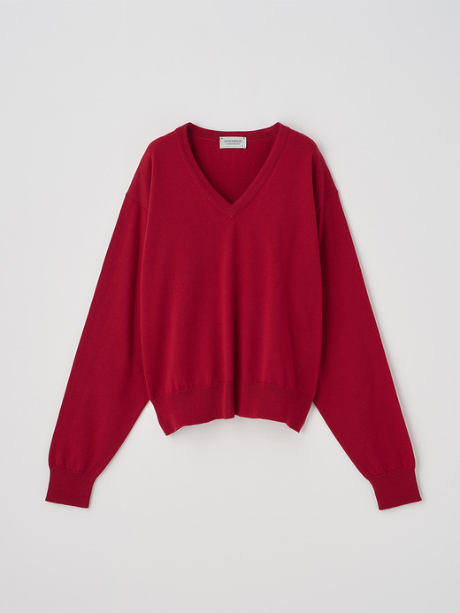 Vネックオーバーサイズ長袖ニットプルオーバー | ROSANNE | 24G MODERN FIT 詳細画像 RUBY RED 2