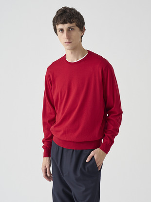 クルーネック長袖ニットプルオーバー | SCANLAN | 30G MODERN FIT